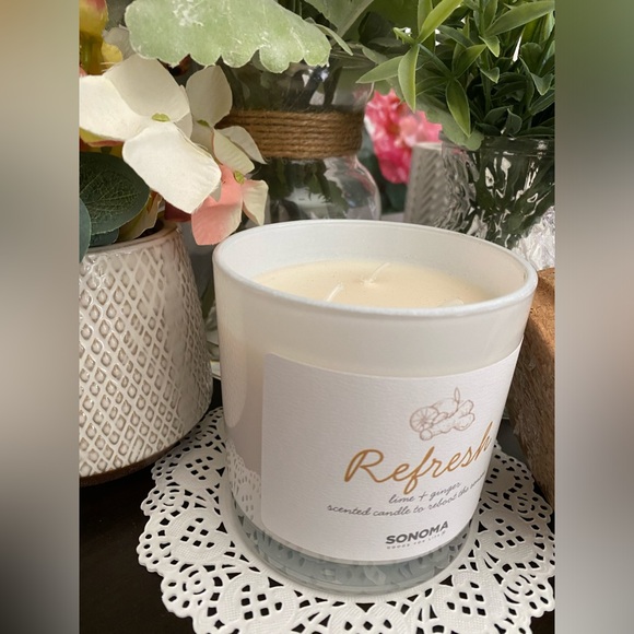 🆕🌿 SONOMA “REFRESH” LIME & GINGER 3-WICK SCENTED CANDLE. BRAND NEW. 13 oz. - Picture 5 of 8